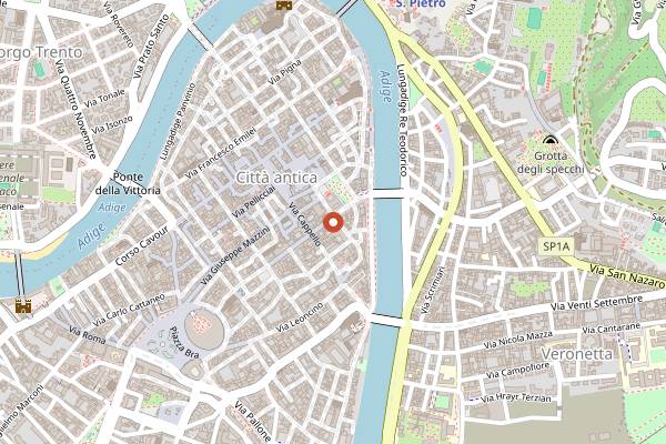 Map showing Casa Coloniale Chocolate Shop in Verona