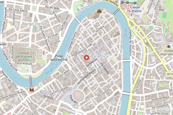 Map showing Osteria del Bugiardo in Verona