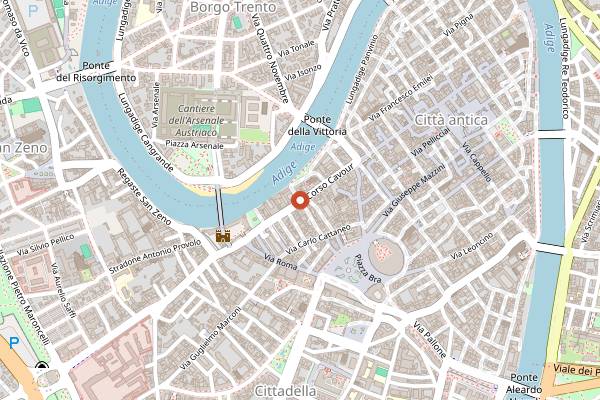 Map showing Trattoria Arco dei Gavi in Verona
