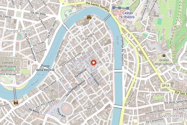 Map showing Mercatini di Natale Verona in Verona