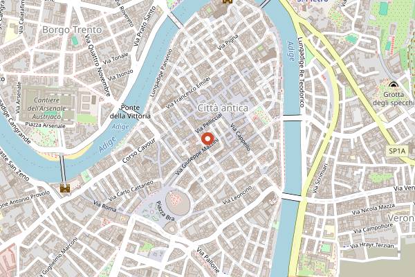 Map showing Tocati International Festival of Street Games in Verona