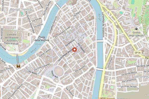 Map showing Antica Bottega del Vino in Verona