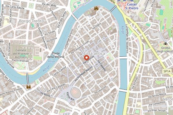 Map showing Casa Perbellini 12 Apostoli in Verona