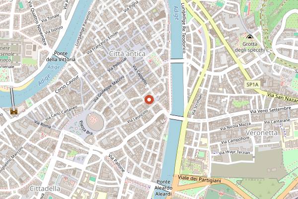 Map showing Romeo Restaurant in Verona