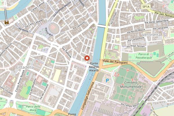 Map showing Vecio Macello in Verona