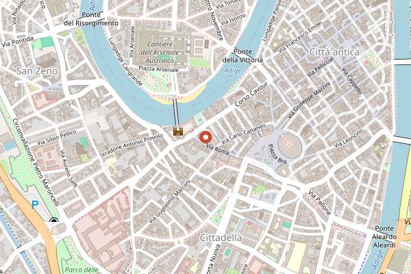 Map showing Osteria Casa Vino in Verona