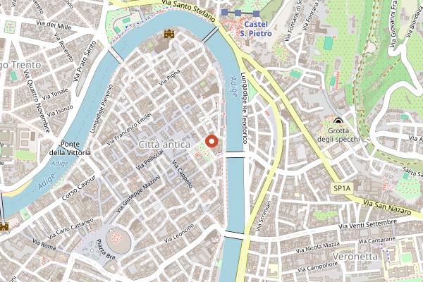 Map showing Trattoria al Cristo in Verona