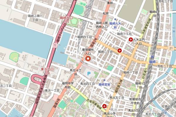 Map showing Fukuya Aji no Mentaiko Factory in Fukuoka