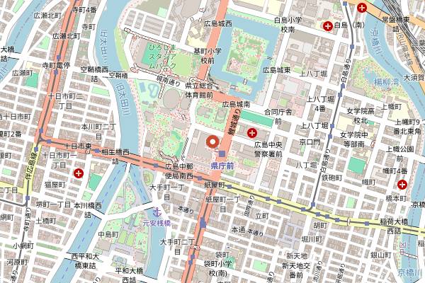Map showing LUCKY BAKERY in Hiroshima