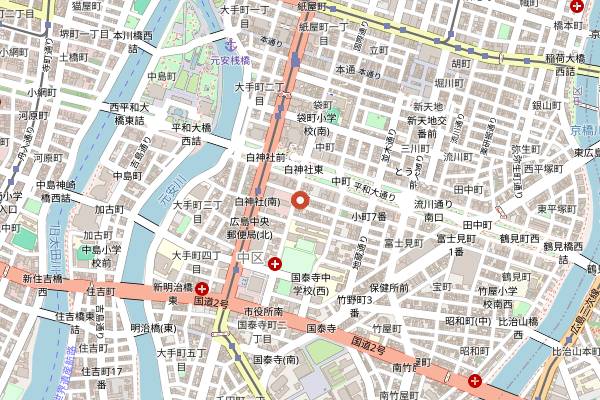 Map showing Helen Cafe and Bar in Hiroshima