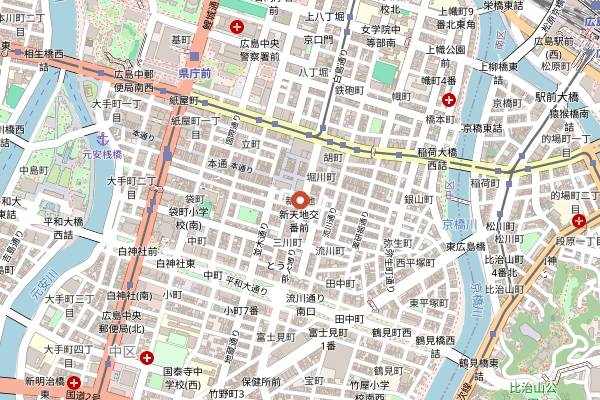 Map showing Bakudanya Honten in Hiroshima
