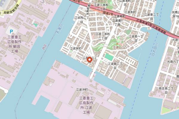 Map showing Chukasoba Youki Eba Honten in Hiroshima
