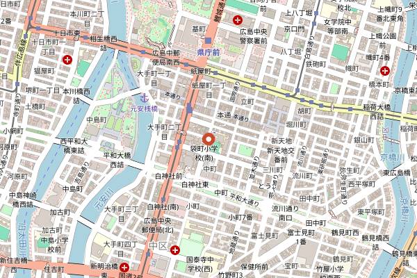 Map showing Obscura Coffee Roasters Fukuromachi in Hiroshima