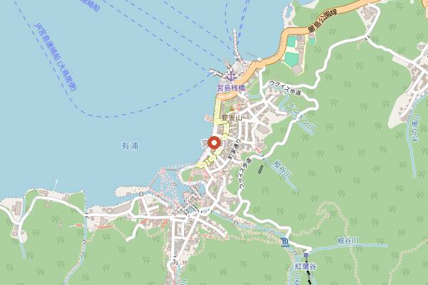 Map showing Miyajima Traditional Crafts Center Momiji Manju Class in Hiroshima