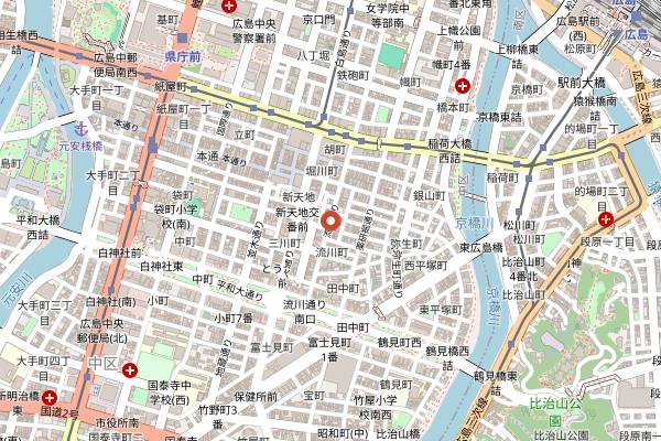 Map showing 80s Bar Kayokyoku Hit Studio in Hiroshima