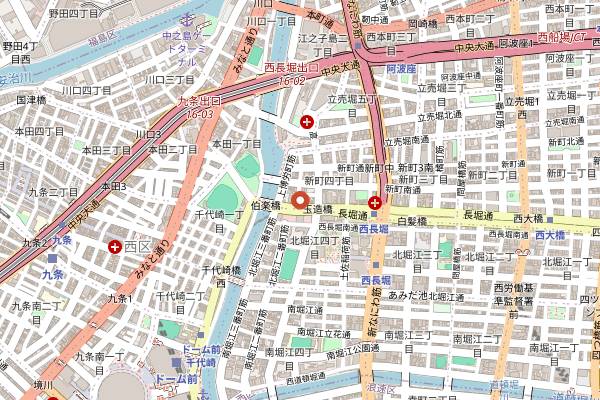 Map showing Kadoya Shokudo in Osaka