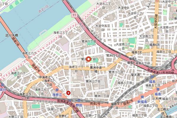 Map showing Moeyo Mensuke in Osaka