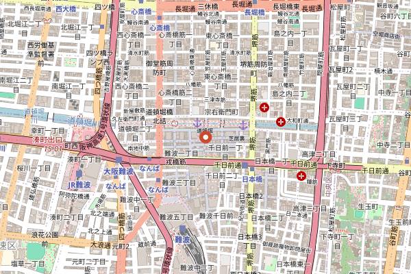 Map showing Okonomiyaki Mizuno in Osaka
