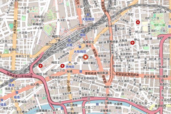 Map showing Mazura Kissaten in Osaka