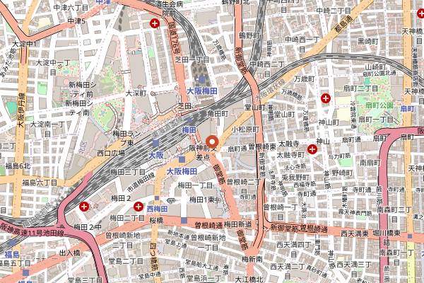 Map showing Hankyu Umeda Depachika in Osaka
