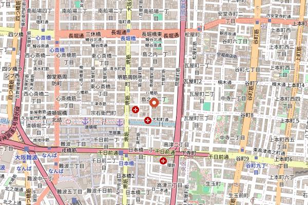 Map showing Fujimaru Winery Shimanouchi in Osaka