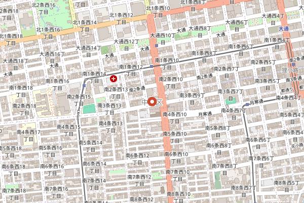 Map showing Nijo Market in Sapporo