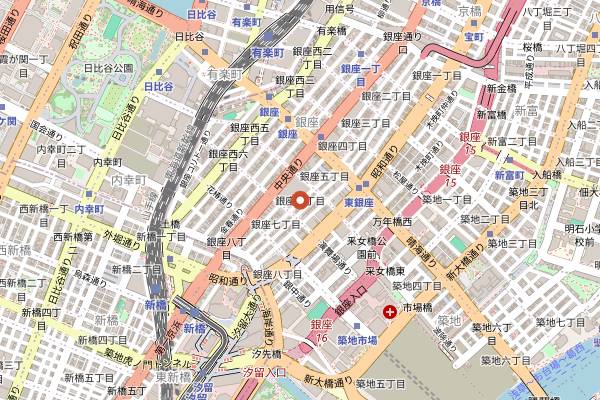 Map showing Bar Orchard Ginza in Tokyo