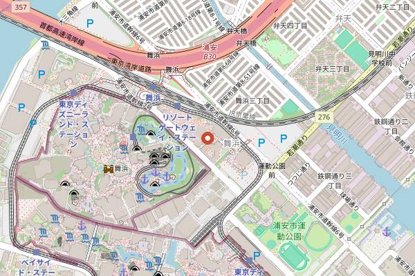 Map showing Harvest Moon Brewery Maihama in Tokyo