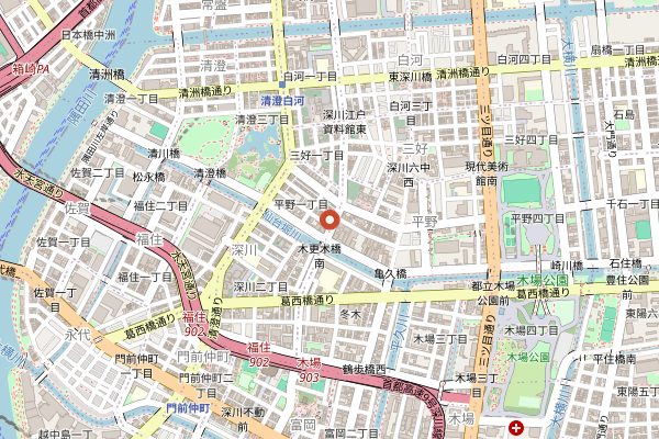 Map showing Blue Bottle Coffee Kiyosumi-Shirakawa in Tokyo