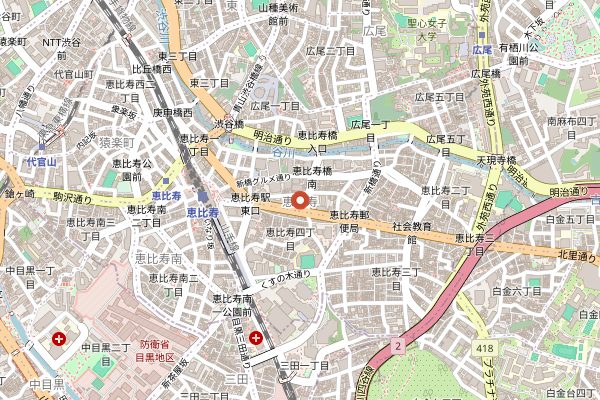 Map showing Afuri Ebisu in Tokyo