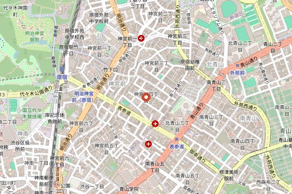 Map showing Koffee Mameya in Tokyo