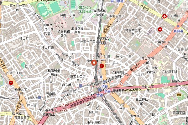 Map showing Ichiran Shibuya in Tokyo