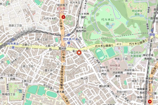 Map showing Fuglen Tokyo in Tokyo