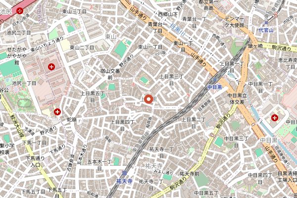 Map showing Onibus Coffee Nakameguro in Tokyo