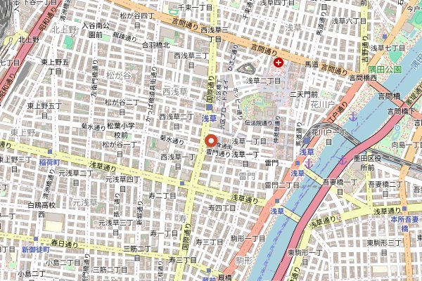 Map showing MAIKOYA Sweets and Kimono Tea Ceremony in Tokyo