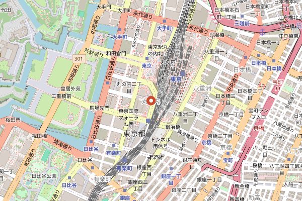 Map showing T's Tantan Tokyo Station in Tokyo