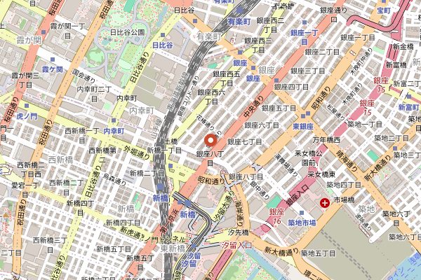 Map showing Ginza Kyubey Honten in Tokyo