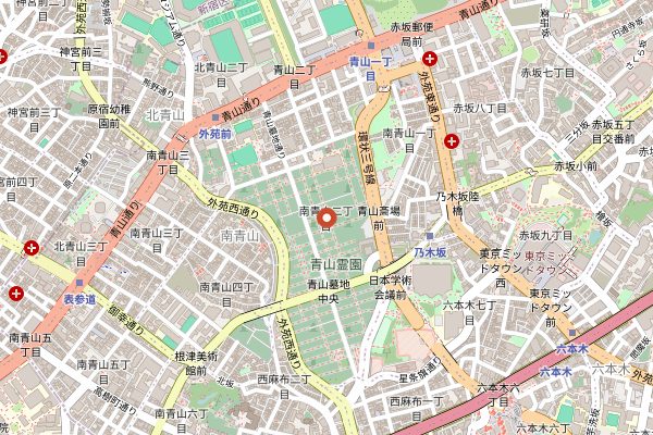 Map showing Narisawa in Tokyo