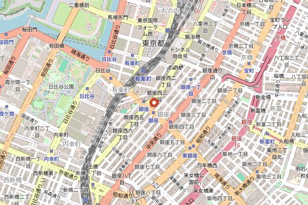 Map showing Sukiyabashi Jiro Honten in Tokyo