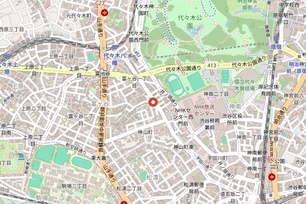 Map showing Ahiru Store in Tokyo