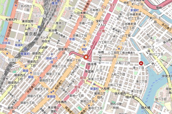 Map showing Cafe de l'Ambre in Tokyo