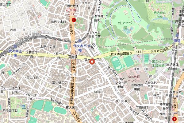 Map showing Fuglen Tokyo late in Tokyo
