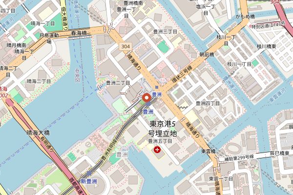Map showing Toyosu Fish Market in Tokyo