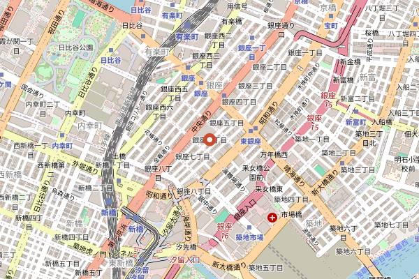Map showing Bar Orchard Ginza in Tokyo