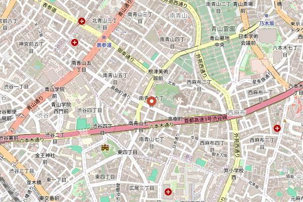 Map showing Blue Note Tokyo in Tokyo