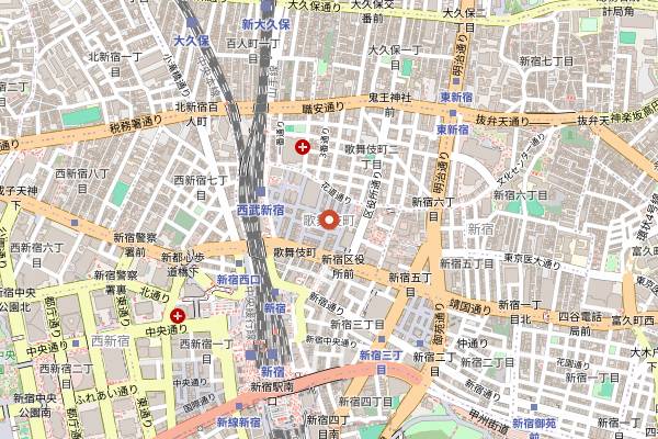 Map showing The Open Book in Tokyo