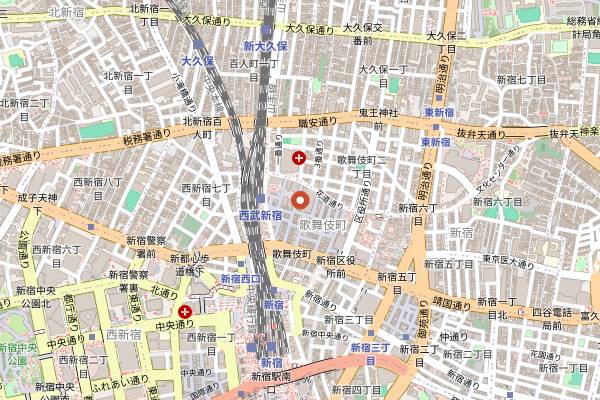 Map showing Shinjuku Loft in Tokyo