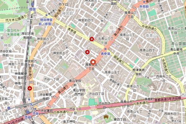 Map showing Two Rooms Grill Bar in Tokyo