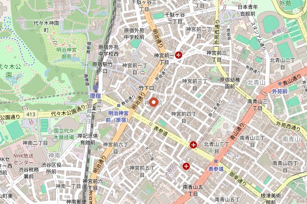 Map showing Den in Tokyo