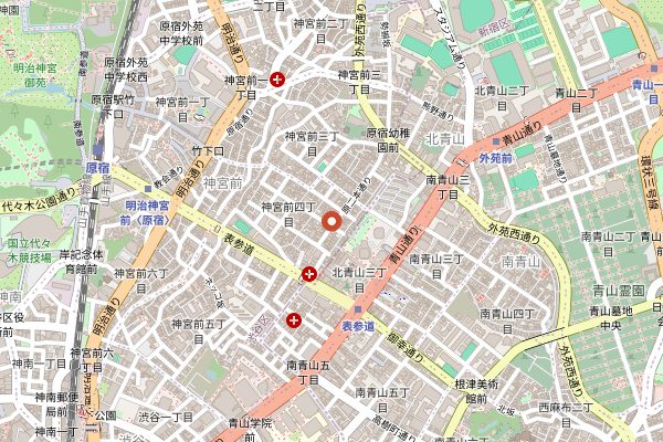 Map showing Tonkatsu Maisen Aoyama Honten in Tokyo
